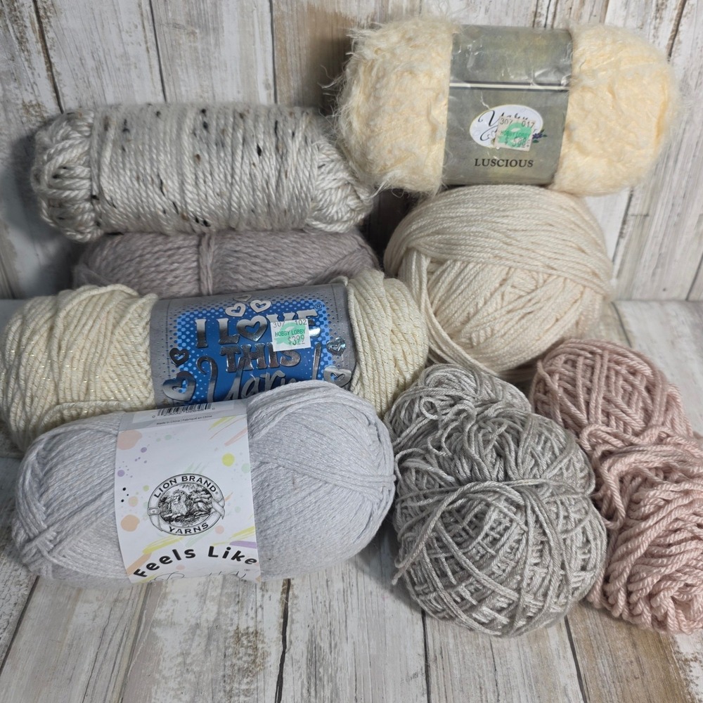 Mixed Yarn Bundle Lion Brand Feels Like Butta Hobby Lobby Yarn Bee Sparkle 8pc
